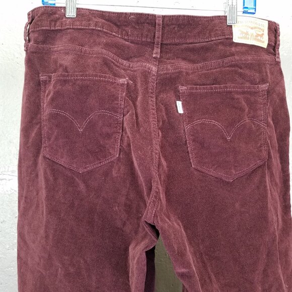 LEVIS 721 Corduroy Pants Women 33x30 High Rise Skinny Burgundy Button Fly Preppy - Picture 7 of 16